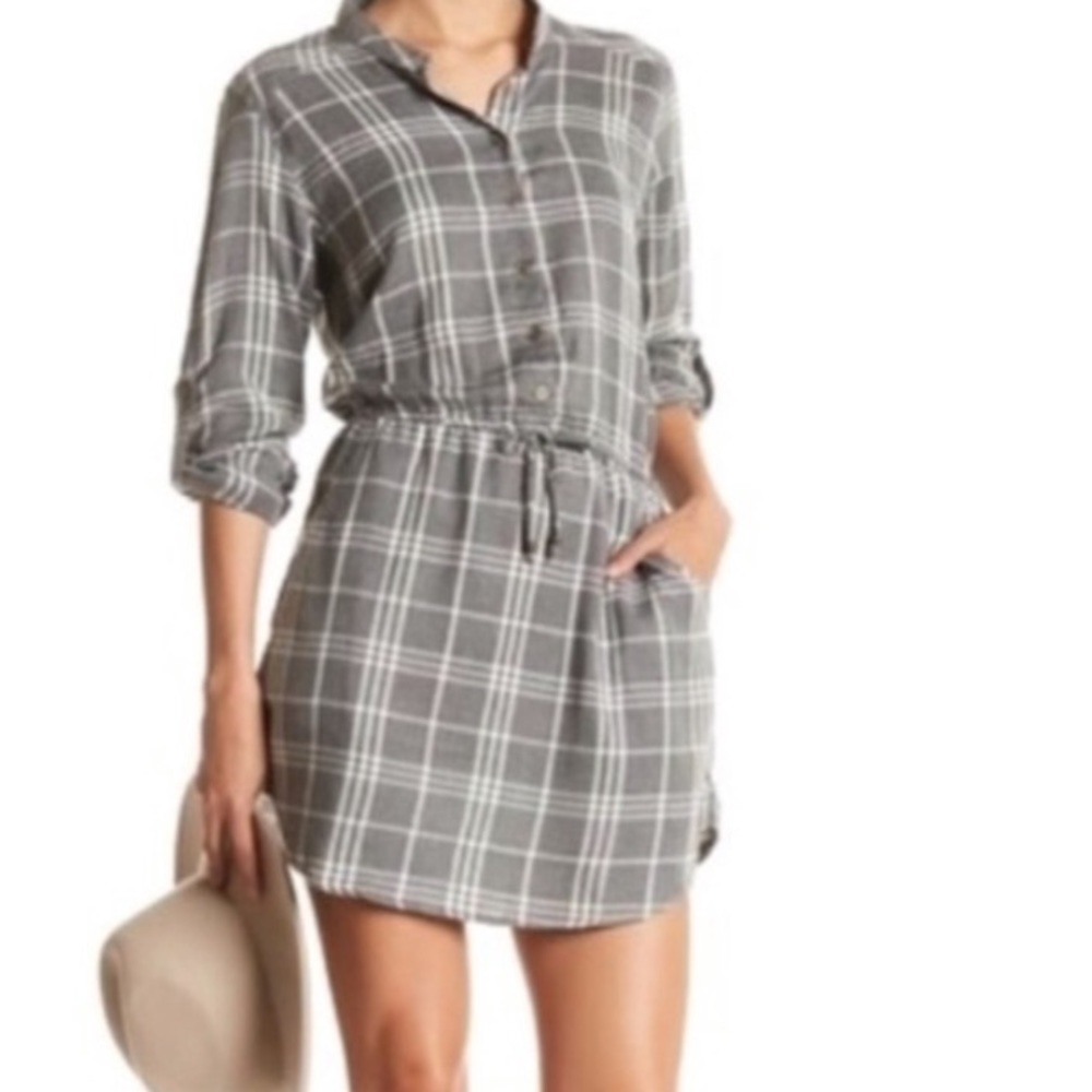 Angie Plaid Button-Up Front Dress Size Small